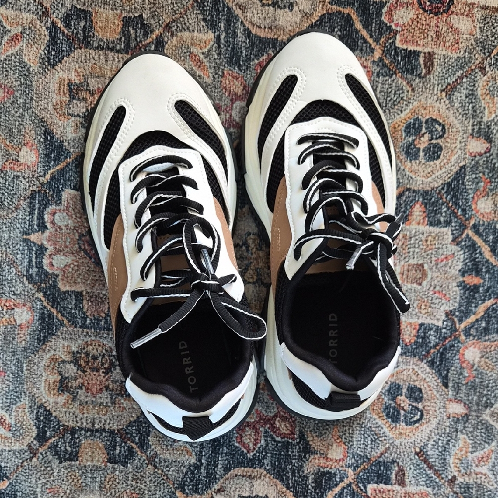 Torrid White, Black, and Tan Sneakers